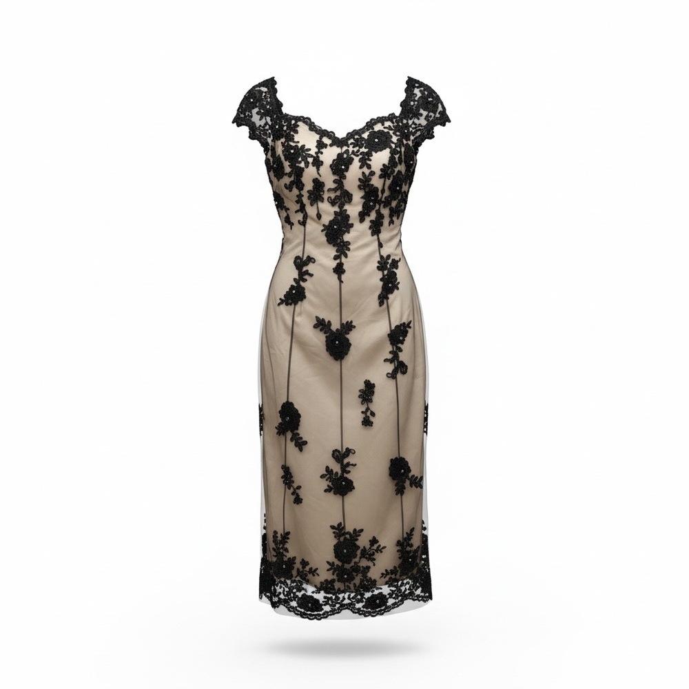 Jovani Black Floral Lace Long Sleeve Dress 10 - Picture 12 of 12